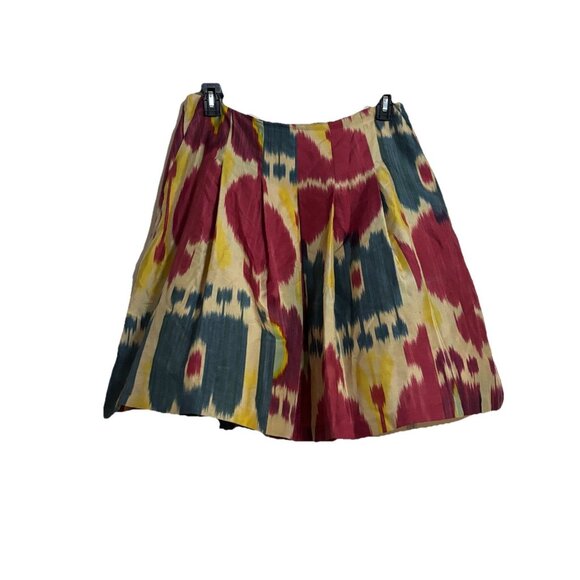 Ralph Lauren Vtg Multicolor Ikat Western Silk Tie Dye Pleated Skirt Sz 10P - Picture 3 of 6